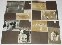 The Ashes. Australia tour to England 1930. Sixteen original mono and sepia press photograph from the 1930 Ashes series. Includes two original mono press photographs of the Australian team being presented to King George V at the second Test, Lord's, 28th J
