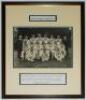 Australian tour to England 1938. Original mono photograph of the Australian touring party seated and standing in rows wearing cricket attire. The photograph nicely signed in black ink by all sixteen players and the manager, Jeanes, seventeen signatures in - 2