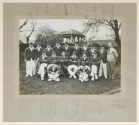 South Africa tour of England 1929. Excellent original mono photograph of the South African touring team to England 1929. The players standing and seated in rows wearing South African tour caps and blazers. Fully signed in black ink by all sixteen players 