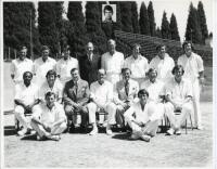 Derrick Robins/International Wanderers tour to South Africa 1974. Large original official mono photograph of the Wanderers' touring party seated and standing in rows wearing cricket attire. Players featured include Close, E. Barlow, I. Chappell, G. Chappe