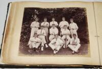 Marlborough College 1889 and 1890. Large original black photograph album containing forty six large original photographs of football/rugby, cricket, both with and without blazers, hockey XI, the shooting team, 6th form, various school houses, the brass ba