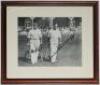 Yorkshire. Arthur Brian Sellers. Yorkshire 1932-1948. Large and impressive original mono photograph of Sellers in batting pose at the crease in the nets. Signed in blue ink to lower right corner 'Yours very sincerely, A. Brain Sellers'. The photograph me - 2