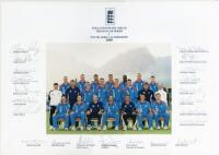 'England One Day Squad. Triangular Series v South Africa &amp; Zimbabwe 2000'. Official colour photograph of the England players and support staff. The photograph, by Vivian Allen, Cape Town, with mount overlay with printed title and players names to bord