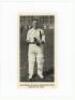 John Berry 'Jack' Hobbs. Surrey &amp; England 1905-1934. Mono magazine cutting image laid to white card of Hobbs standing full length in batting attire at The Oval. Nicely signed in blue ink by Hobbs. Overall 4&quot;x5.5&quot;. VG - cricket