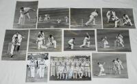 Yorkshire C.C.C. 1956-1969. A good selection of twenty six original mono press photographs, some restrikes, of Yorkshire players in batting and bowling action. Subjects include a photograph of the 1956 Yorkshire team by Yorkshire Post. Players featured in