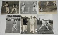 Australia tours to England 1956-1964. Seventeen original mono press photographs featuring Australians in match action, net practice, and player portraits. Images include captains Peter May and Ian Johnson tossing for innings, 1st Test, Trent Bridge 1956. 
