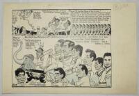 Samuel Wells cartoons. Australia v Pakistan 1964/65. Two excellent large original pen and ink caricature/ cartoon artworks by artist Samuel Wells for the Age newspaper, Australia. 'Off to Meet the Wizards' refers to welcoming the Pakistani team to Melbour