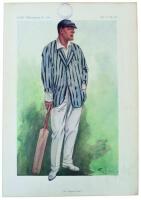 Edward Wentworth Dillon. Kent 1900-1923. Vanity Fair. 'The Champion County'. Original colour chromolithograph of Edward Wentworth Dillon by OWL and dated September 13th 1913. Men of the Day 2339. 'The Law Society, London' ink hand stamp to top border not,
