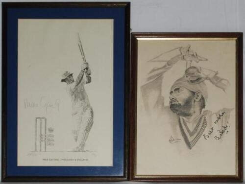 Cricket prints. Selection of cricket prints, book plate images, photographs etc. some signed, some limited edition. Signatures to prints include Jack Russell, Mark Alleyne, Robin Smith, Bishen Bedi, Wes Hall, Kapil Dev, Mike Gatting, Graham Gooch, Colin C