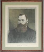 'Dr W.G. Grace. Men of the Day' 1888. Large double page illustration with title to lower border, from a photograph by Martin &amp; Shaw. Mounted, framed and glazed. Overall 18&quot;x22&quot;. Light folds. Sold with original colour lithograph of Grace in b