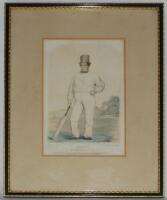 'Samson of Sheffield Height 5ft 4in'. 'Sketches at Lords No. 8'. Original lithograph, highlighted with colour, published by John Corbet Anderson and Frederick Lillywhite on 1st March 1852. Mounted, framed and glazed. Overall 10.5&quot;x13.5Ã¢&euro;&#353;.