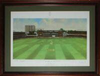'The Ultimate Test' England v West Indies 2000. Large limited edition print from an original by Jack Russell, produced to commemorate England's win over West Indies at Lord's, 29th June- 1st July 2000. Limited edition no. 122/250. Signed in pencil to the 