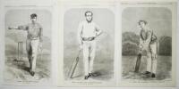 Cricket engravings 1861-1901. A good selection of original full page extracts, the majority from 'The Illustrated Sporting News'. Includes eight full pages dated 1863-1866, each page featuring an engraving of a notable cricketer. Players depicted are 'Tar