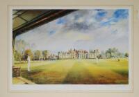 'Cricket at Penshurst', 'Royal Military Academy, Sandhurst' and Hampshire Hogs Cricket Club at Warnford. Three large limited editions colour prints of the three grounds with matches in progress by artist Jocelyn Galsworthy. Limited edition 76/150, 49/200 