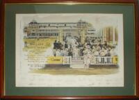 South Africa 1994. 'A Small Step for Kepler'. Large colour limited edition print depicting Kepler Wessels leading the first ever fully representative South African team down the pavilion steps at Lords for the historic test match against England on July 2