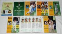 England v Australia 1989 and 1993. Eight official programmes, each multi-signed by players and some umpires. Sixth Test, The Oval 24th- 29th August 1989 (18 signatures), England Amateur XI v Australia, The Oval 20th April 1993 (8), and a complete set of s