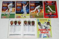 England v West Indies 1995 and 1998. Five official programmes, each multi-signed by players and some umpires. Second Test, Lord's 22nd- 26th June 1995 (33 signatures), Third Test, Edgbaston 6th- 11th July 1995 (36), Sixth Test, The Oval 24th- 28th August 