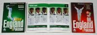 England v Pakistan 1996. Three official programmes, each multi-signed by players and some umpires. First Test, Lord's 25th- 29th July 1996 (36 signatures), Third Test, The Oval 22nd- 26th August 1996 (34), Texaco Trophy Series 1996 (39). Signatures includ
