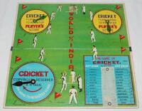 'The Game of Cricket. World v/s India'. Indian cricket board game c.1947. Rare early Gajra Series of Bombay board game. The folding board with printed title label to front. Colour cricket pitch to inside with three dials to register players' and team scor