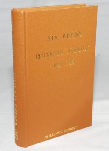 Wisden Cricketers' Almanack 1890. Willows softback reprint (1990) in light brown hardback covers with gilt lettering. Un-numbered limited edition. Very good condition - cricket