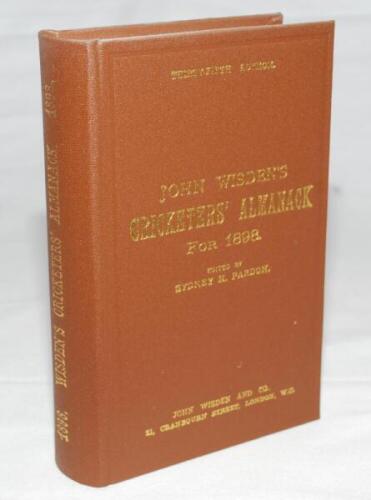 Wisden Cricketers' Almanack 1898. Willows hardback reprint (1995) in dark brown boards with gilt lettering. Limited edition 443/500. Very good condition - cricket