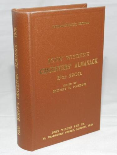 Wisden Cricketers' Almanack 1900. Willows hardback reprint (1996) in dark brown boards with gilt lettering. Limited edition 338/500. Very good condition - cricket