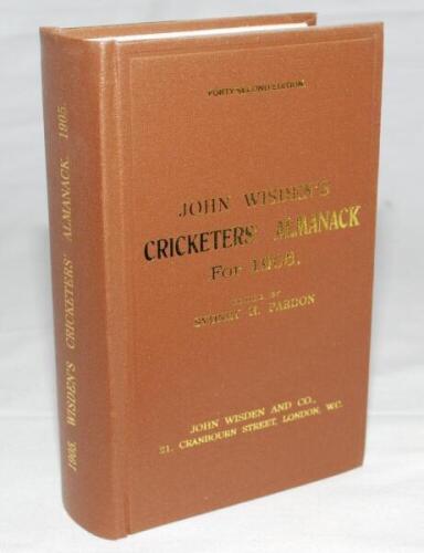 Wisden Cricketers' Almanack 1905. Willows hardback reprint (1998) in dark brown boards with gilt lettering. Limited edition 389/500. Very good condition - cricket