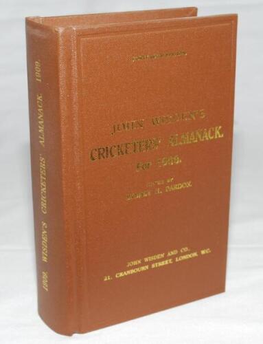 Wisden Cricketers' Almanack 1909. Willows hardback reprint (2000) in dark brown boards with gilt lettering. Limited edition 407/500. Very good condition - cricket