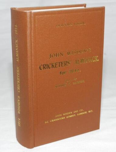 Wisden Cricketers' Almanack 1914. Willows hardback reprint (2002) in dark brown boards with gilt lettering. Limited edition 370/500. Very good condition - cricket