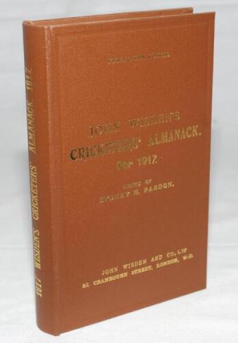 Wisden Cricketers' Almanack 1917. Willows hardback reprint (1997) in dark brown boards with gilt lettering. Limited edition 370/500. Very good condition - cricket