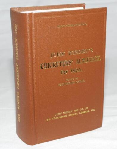 Wisden Cricketers' Almanack 1926. Willows hardback reprint (2007) in dark brown boards with gilt lettering. Limited edition 385/500. Very good condition - cricket