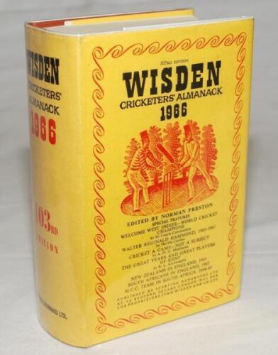 Wisden Cricketers' Almanack 1966. Original hardback with dustwrapper. Very good condition - cricket