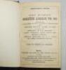 Wisden Cricketers' Almanack 1891 and 1892. 28th &amp; 29th editions. Two editions bound together in blue and brown half leather boards, both editions lacking original paper wrappers, first page and advertising pages, with gilt titles to spine, red speckle