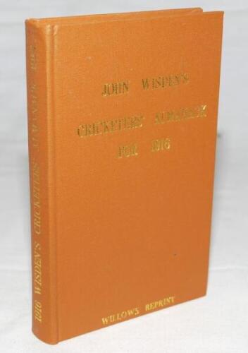 Wisden Cricketers' Almanack 1916. Willows softback reprint (1990) in light brown hardback covers with gilt lettering. Limited edition 574/1000. Very good condition - cricket