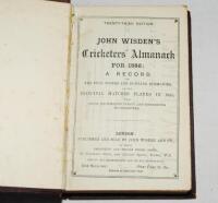 Wisden Cricketers' Almanack 1886. 23rd edition. Bound in maroon boards, lacking original paper wrappers, with titles in gilt to spine, red speckled page edges. Lacking first and rear advertising pages, some bumping to board corners, minor soiling and spot