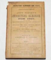 Wisden Cricketers' Almanack 1887. 24th edition. Original paper wrappers. Some age toning to wrappers and darkening to spine paper, slight loss to head and base of spine paper, minor soiling to page block otherwise in good/very good condition - cricket