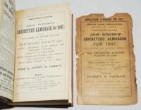 Wisden Cricketers' Almanack 1897. 34th edition. Bound in light brown boards, lacking original paper wrappers, with titles in gilt to spine. Lacking all but one rear advertising pages otherwise in good/very good condition. Sold with an original detached fr