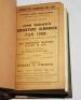 Wisden Cricketers' Almanack 1908 and 1909. 45th &amp; 46th editions. Both editions bound in green and brown quarter leather boards, with original paper wrappers, with titles in gilt to spine. The 1908 edition with minor wear to both wrappers, small corner