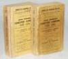 Wisden Cricketers' Almanack 1914 and 1915. 51st &amp; 52nd editions. Original paper wrappers. Both editions with soiled, aged toned and worn wrappers, the latter to a lesser extent. The 1914 edition with wear and small loss to the spine paper, slight weak