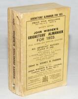 Wisden Cricketers' Almanack 1923. 60th edition. Original paper wrappers. Some wear to spine paper with small loss otherwise in good condition - cricket