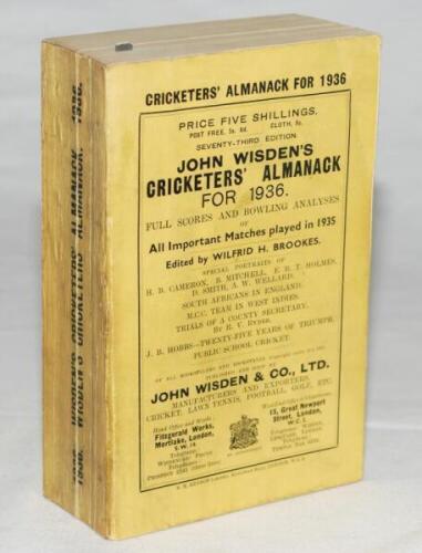 Wisden Cricketers' Almanack 1936. 73rd edition. Original paper wrappers. Some slight breaking to the spine block otherwise in good/very good condition - cricket