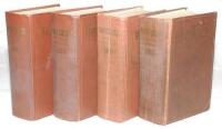 Wisden Cricketers' Almanack 1955, 1957, 1959 and 1961. Original hardback editions. Mixed condition, all four editions with dulling or dulled gilt titles to boards and spine. The 1955 and 1957 editions with wear, soiling and staining to boards, bumping to 