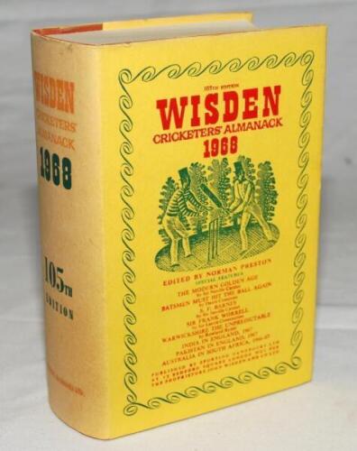 Wisden Cricketers' Almanack 1968. Original hardback with dustwrapper. Some minor age toning to the dustwrapper spine otherwise in good/very good condition - cricket