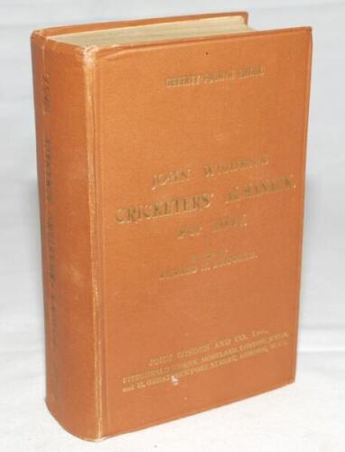 Wisden Cricketers' Almanack 1937. 74th edition. Original hardback. Very minor mark to front board, minor light creasing to spine paper otherwise in very good condition - cricket