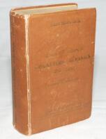 Wisden Cricketers' Almanack 1937. 74th edition. Original hardback. Worn, soiled and stained boards and spine, wear to board edges, dulled gilt titles, bumping to corners, handwritten name and date to inside front and rear board, some drawing to yellow end