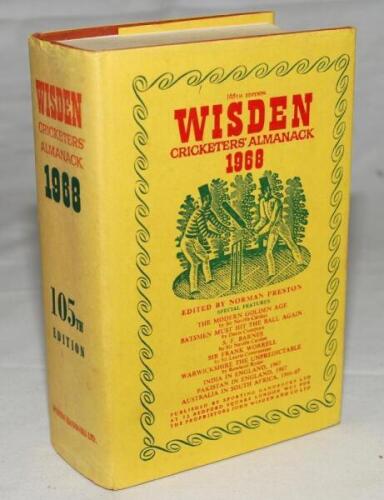 Wisden Cricketers' Almanack 1968. Original hardback with dustwrapper. Minor wear to dustwrapper otherwise in good+ condition - cricket