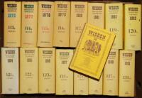 Wisden Cricketers' Almanack 1976 to 2009, 2014 and 2105. Original hardbacks with dustwrapper. Some age toning to dustwrapper spine, odd faults to dustwrappers otherwise in overall good+ condition. Qty 36 - cricket