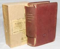 Wisden Cricketers' Almanack 1920 &amp; 1923. 57th &amp; 60th editions. The 1920 edition bound in maroon board, lacking original wrappers, with titles in gilt to spine. Boards worn and spine paper becoming detached, lacking photographic plate, page edges a