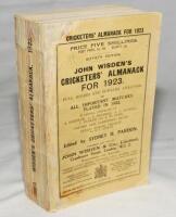 Wisden Cricketers' Almanack 1923. 60th edition. Original paper wrappers. Signs of restoration around the spine area and edge of the front wrapper, signs of old tape marks to spine edge otherwise in good+ condition - cricket