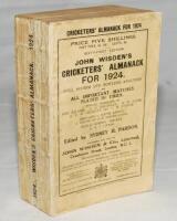 Wisden Cricketers' Almanack 1924. 61st edition. Original paper wrappers. Possible signs of restoration to the spine area, light fading to wrappers and spine otherwise in good condition - cricket
